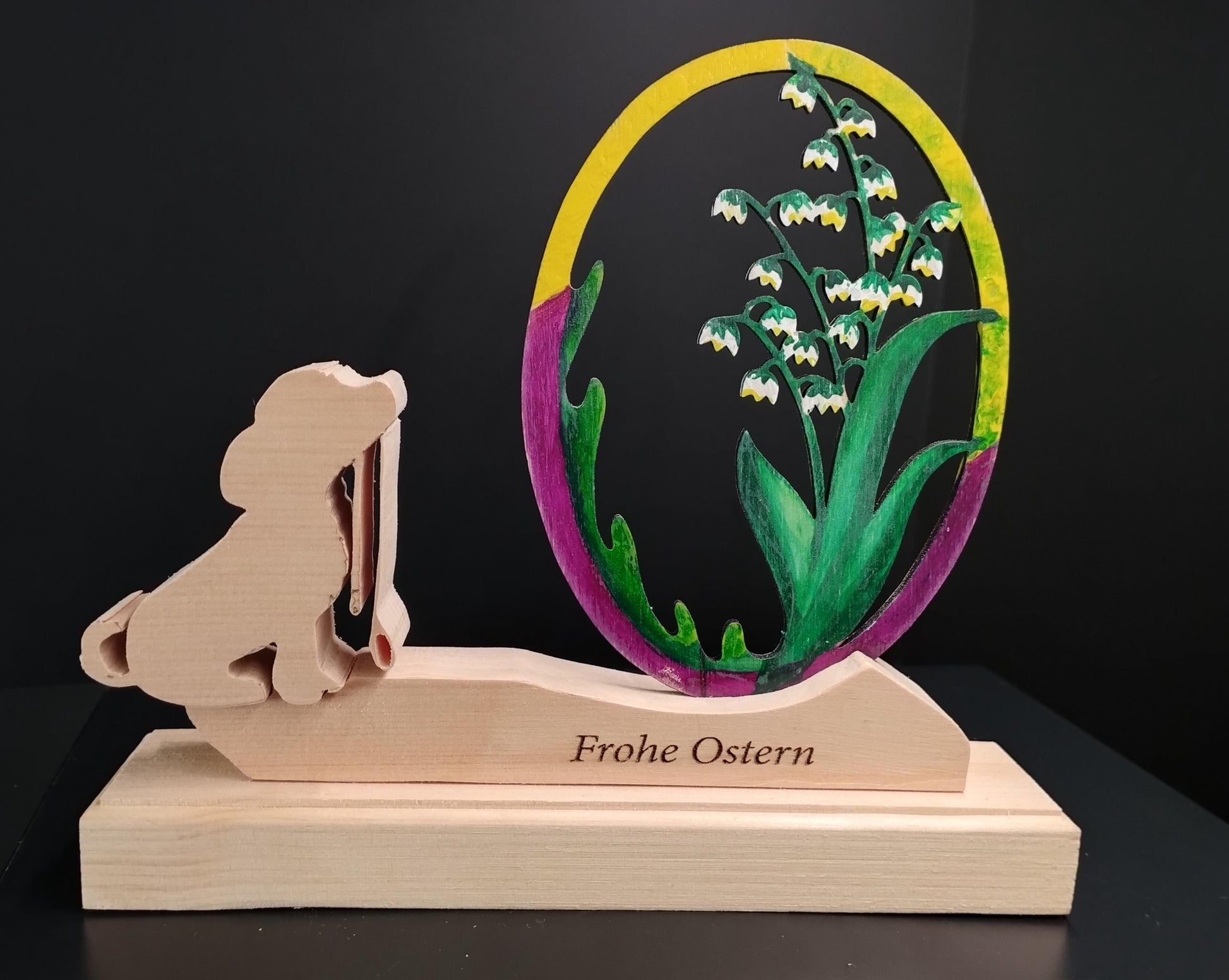 Oster Deko bemalt aus Zirbenholz