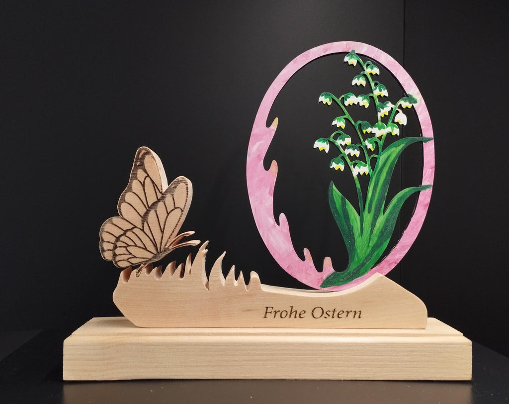 Oster Deko bemalt aus Zirbenholz