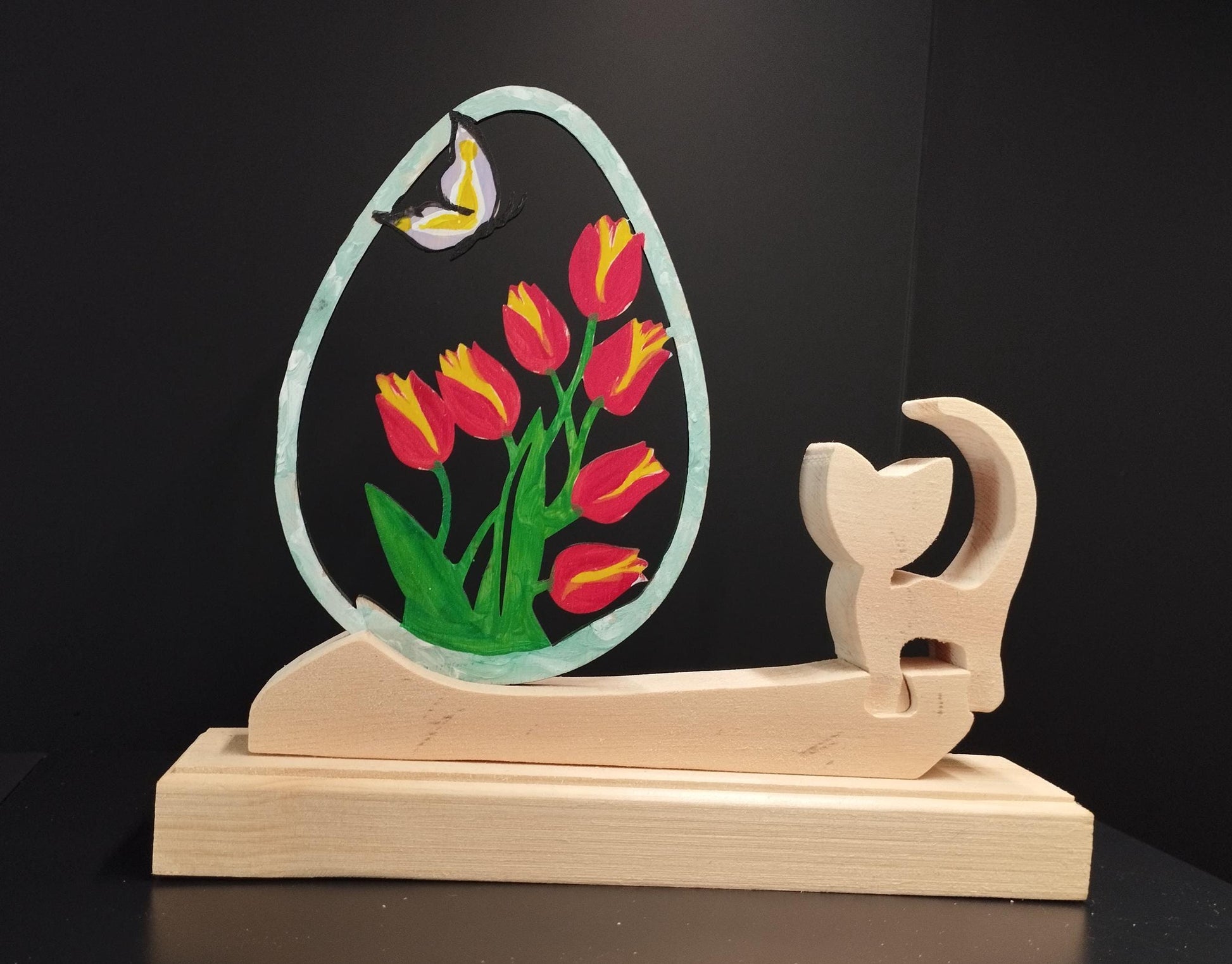 Oster Deko bemalt aus Zirbenholz