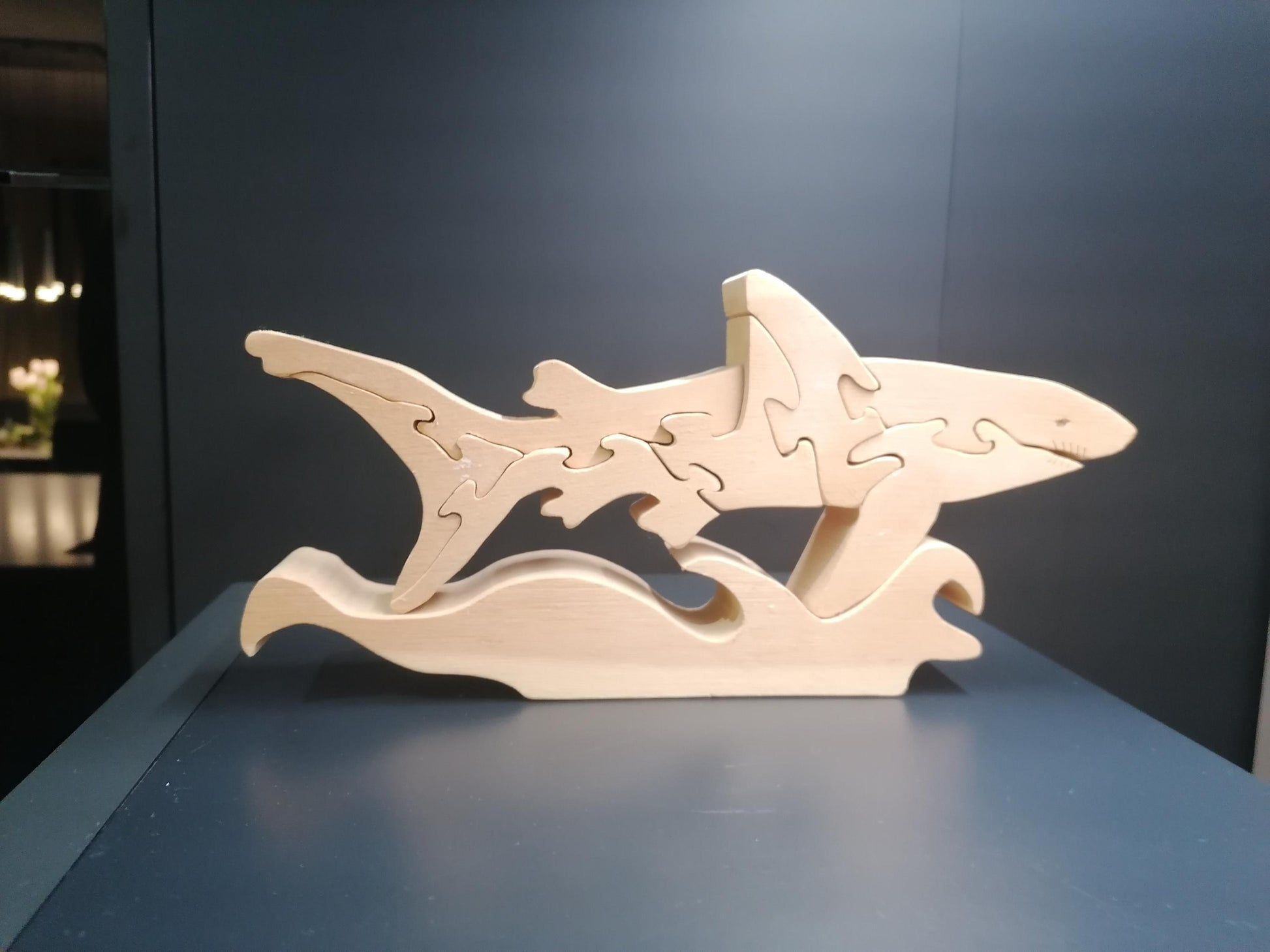 Zirbenholz Puzzle Haifisch