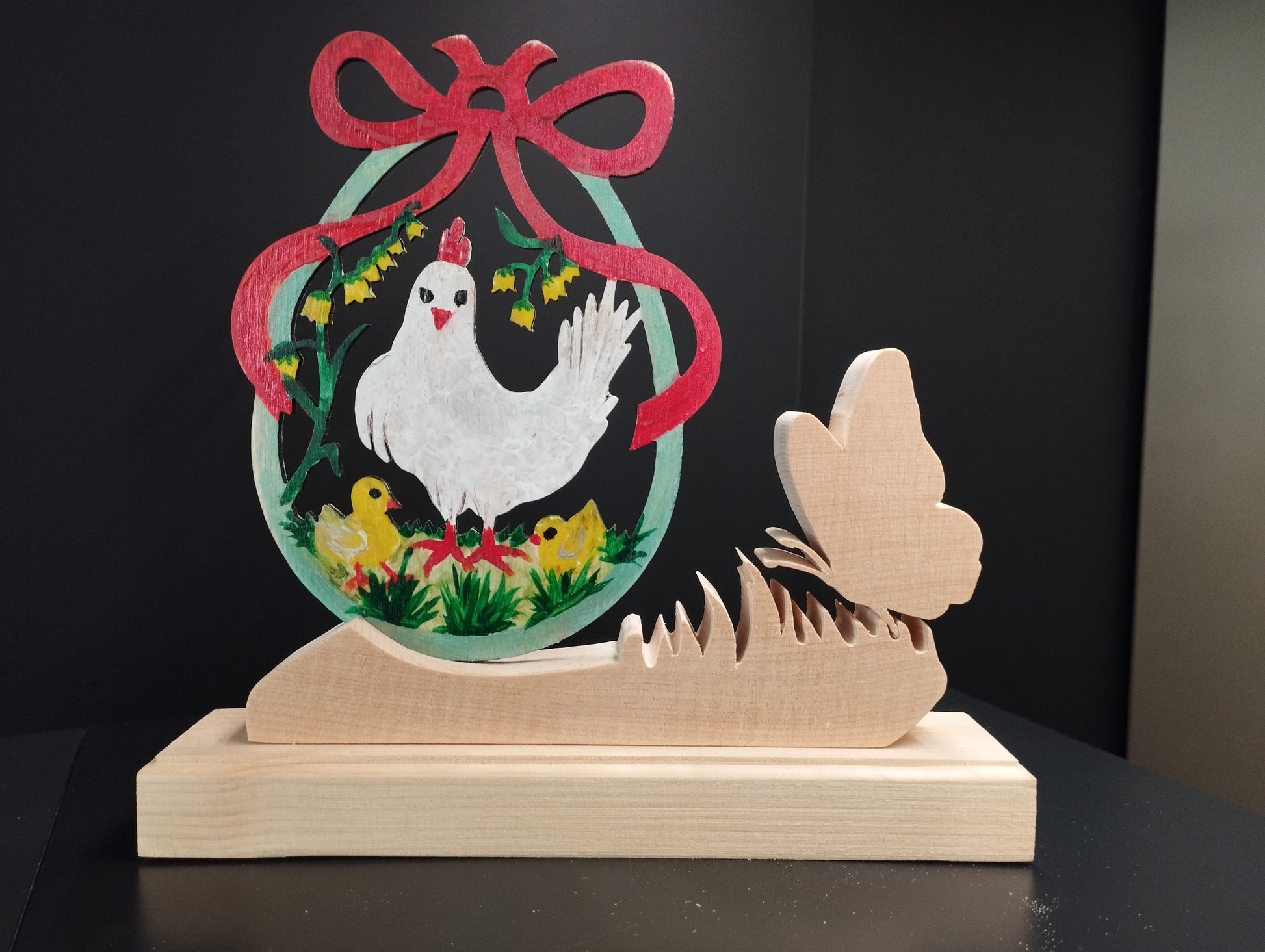 Oster Deko bemalt aus Zirbenholz