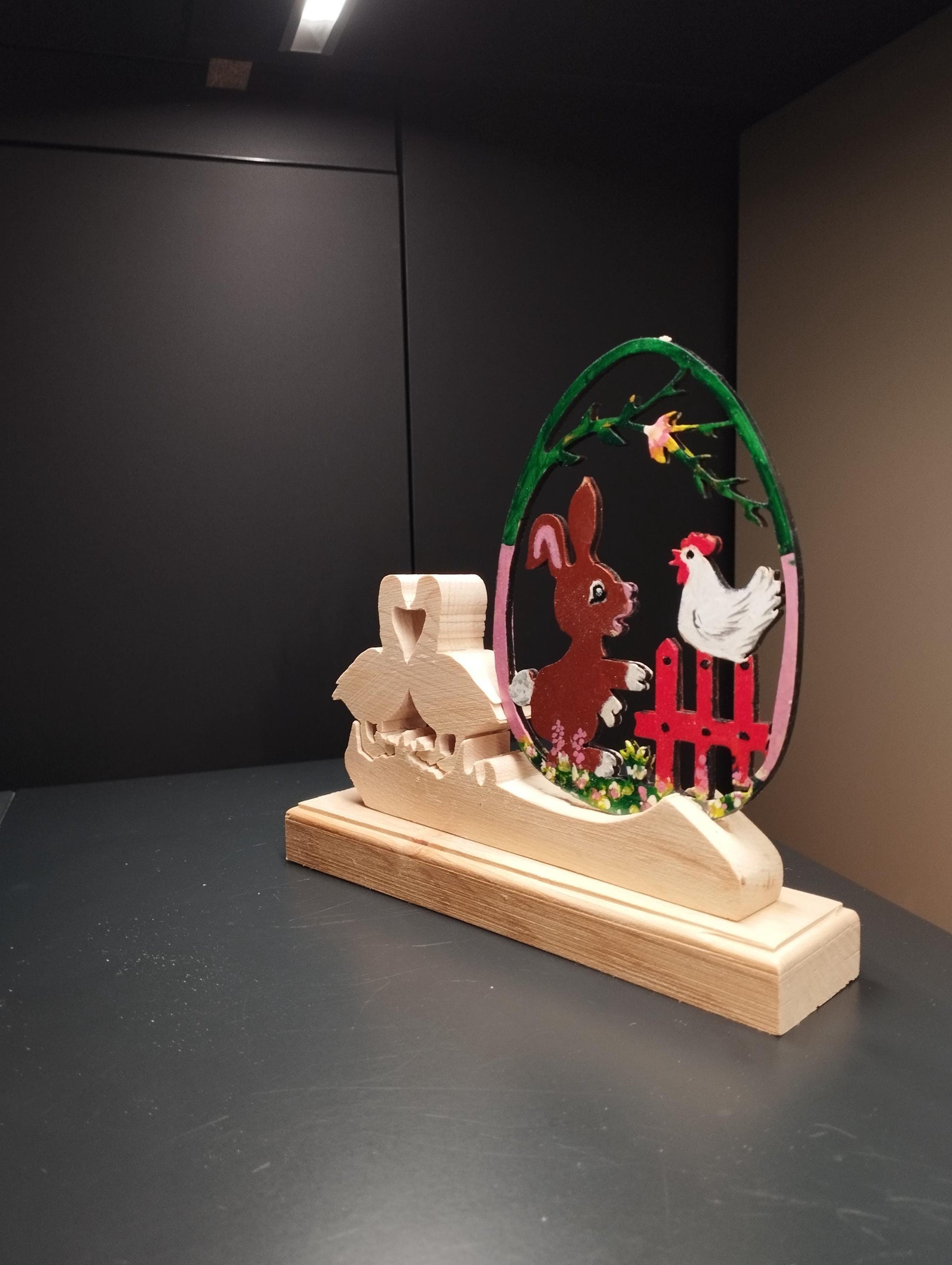 Oster Deko bemalt aus Zirbenholz