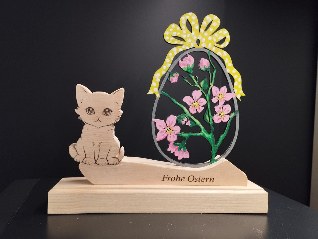 Oster Deko bemalt aus Zirbenholz