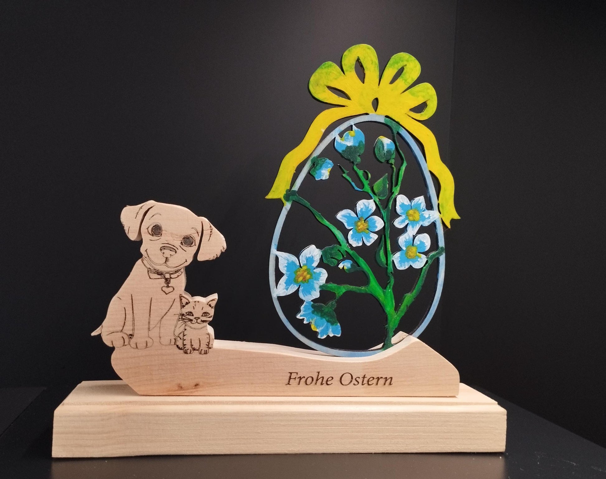 Oster Deko bemalt aus Zirbenholz