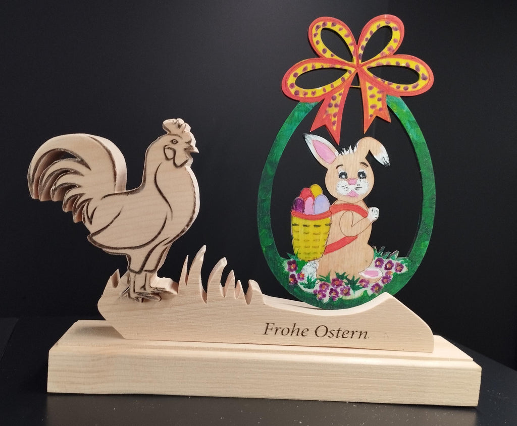 Oster Deko bemalt aus Zirbenholz
