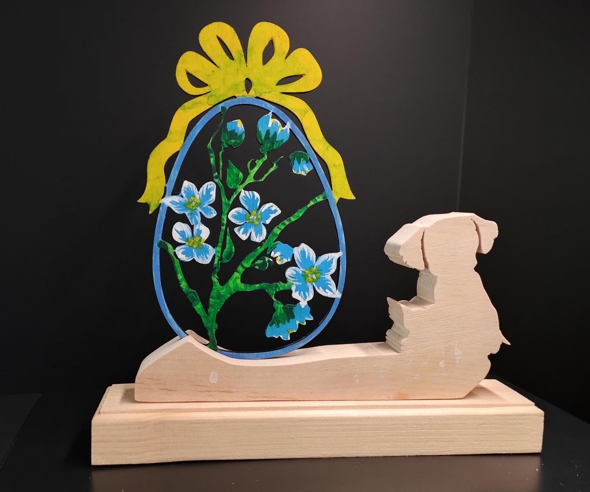 Oster Deko bemalt aus Zirbenholz