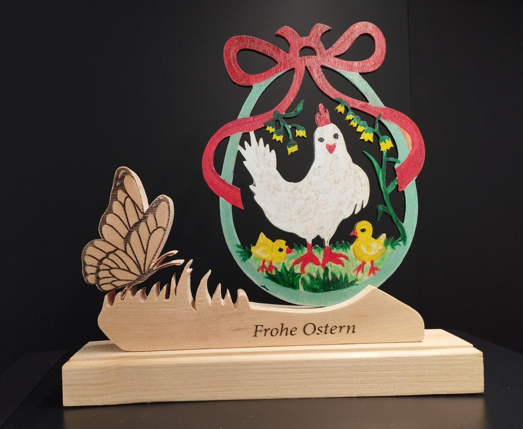 Oster Deko bemalt aus Zirbenholz