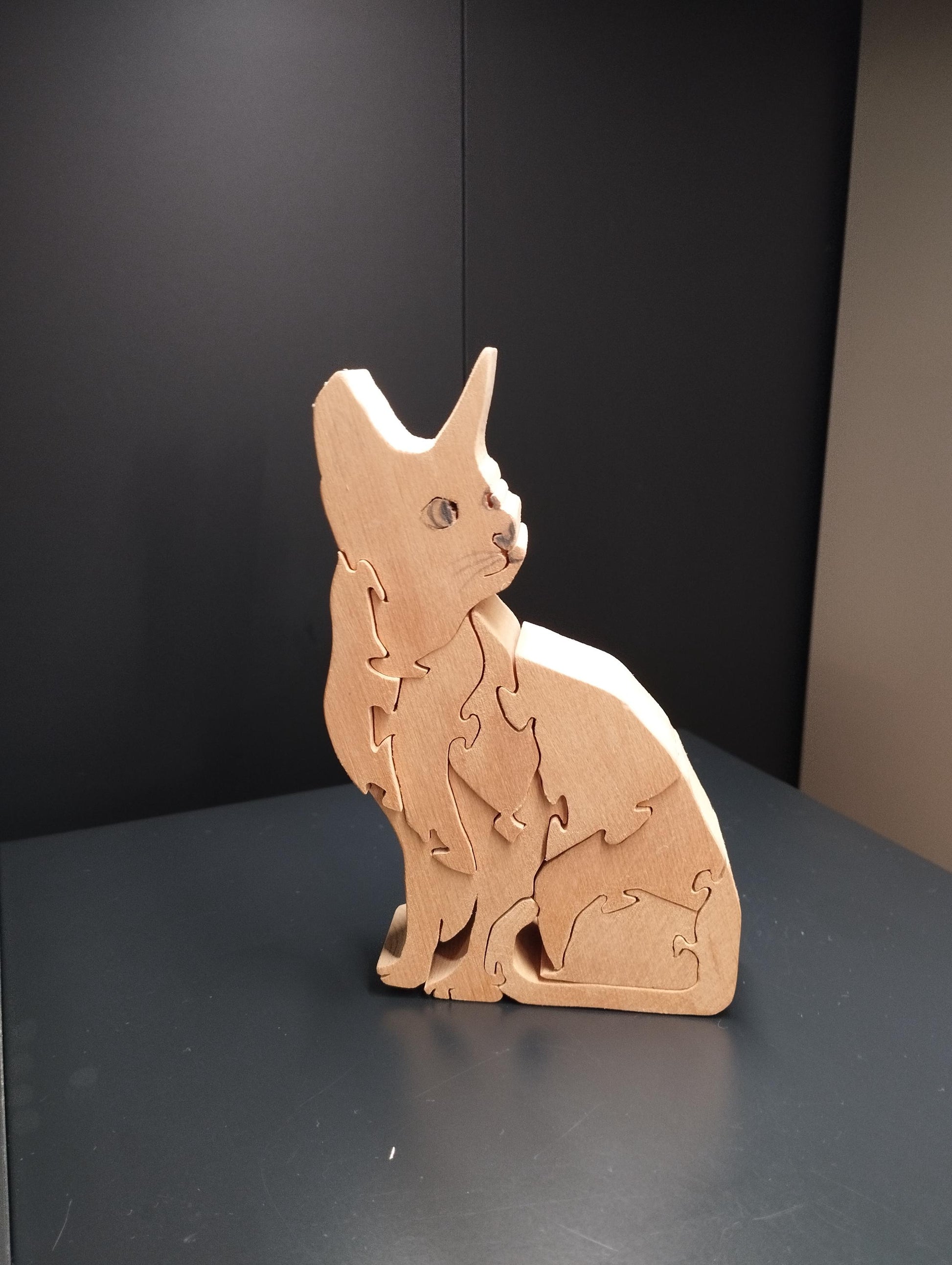 Zirbenholz Puzzle Katze