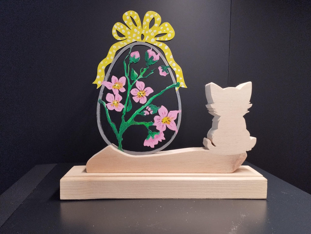 Oster Deko bemalt aus Zirbenholz