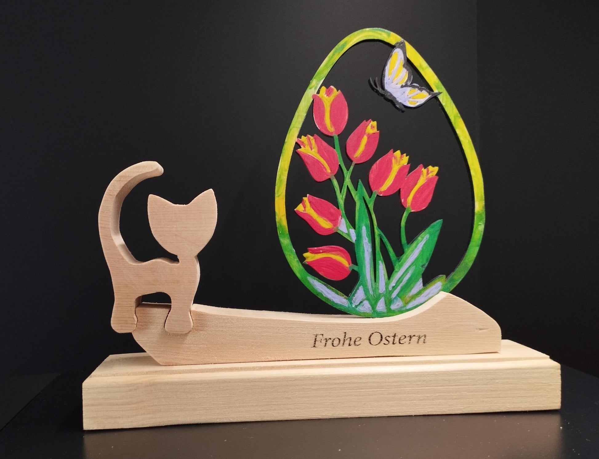 Oster Deko bemalt aus Zirbenholz