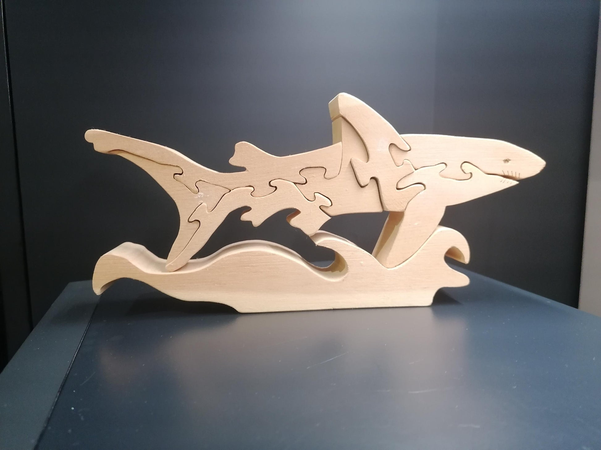 Zirbenholz Puzzle Haifisch