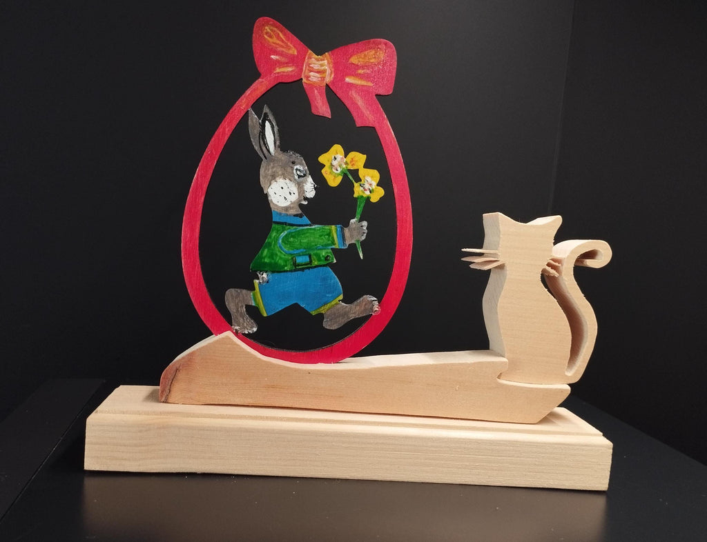 Oster Deko bemalt aus Zirbenholz