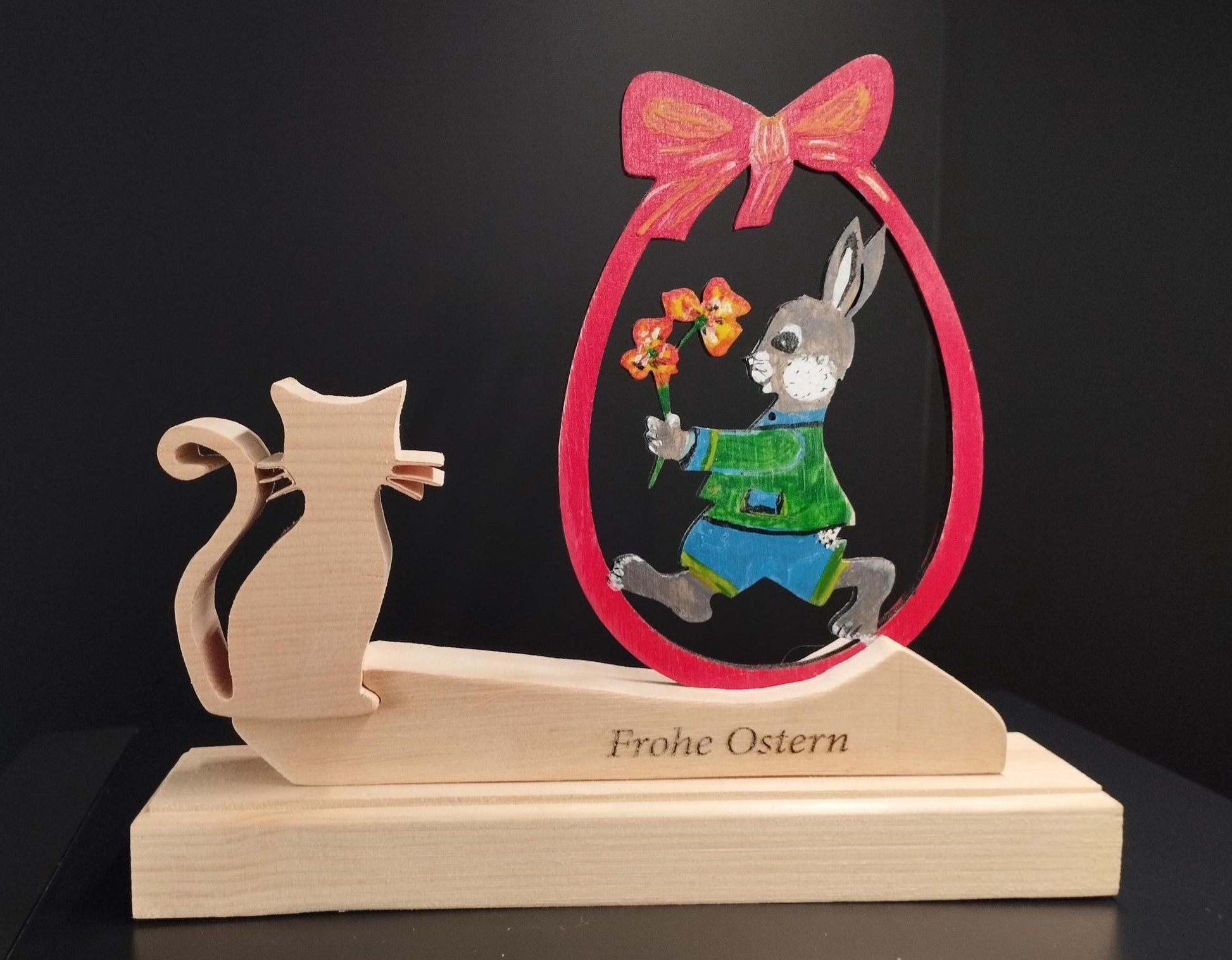 Oster Deko bemalt aus Zirbenholz